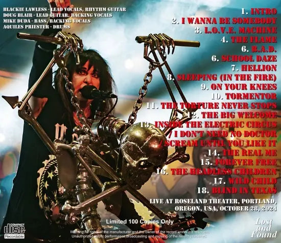W.A.S.P. - ALBUM ONE ALIVE IN PORTLAND 2024 (1CDR) – Acme Hot Disc