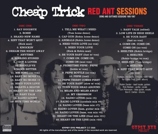 CHEAP TRICK - RED ANT SESSIONS (3CDR) – Acme Hot Disc CHEAP TRICK - RED ANT SESSIONS (3CDR) – Acme Hot Disc