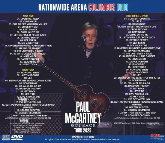 PAUL McCARTNEY - GOT BACK TOUR 2025 : NATIONWIDE ARENA, COLUMBUS