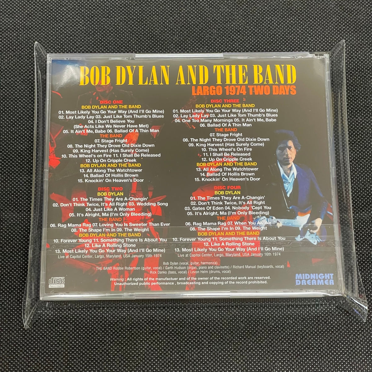 BOB DYLAN AND THE BAND - LARGO 1974 TWO DAYS – Acme Hot Disc