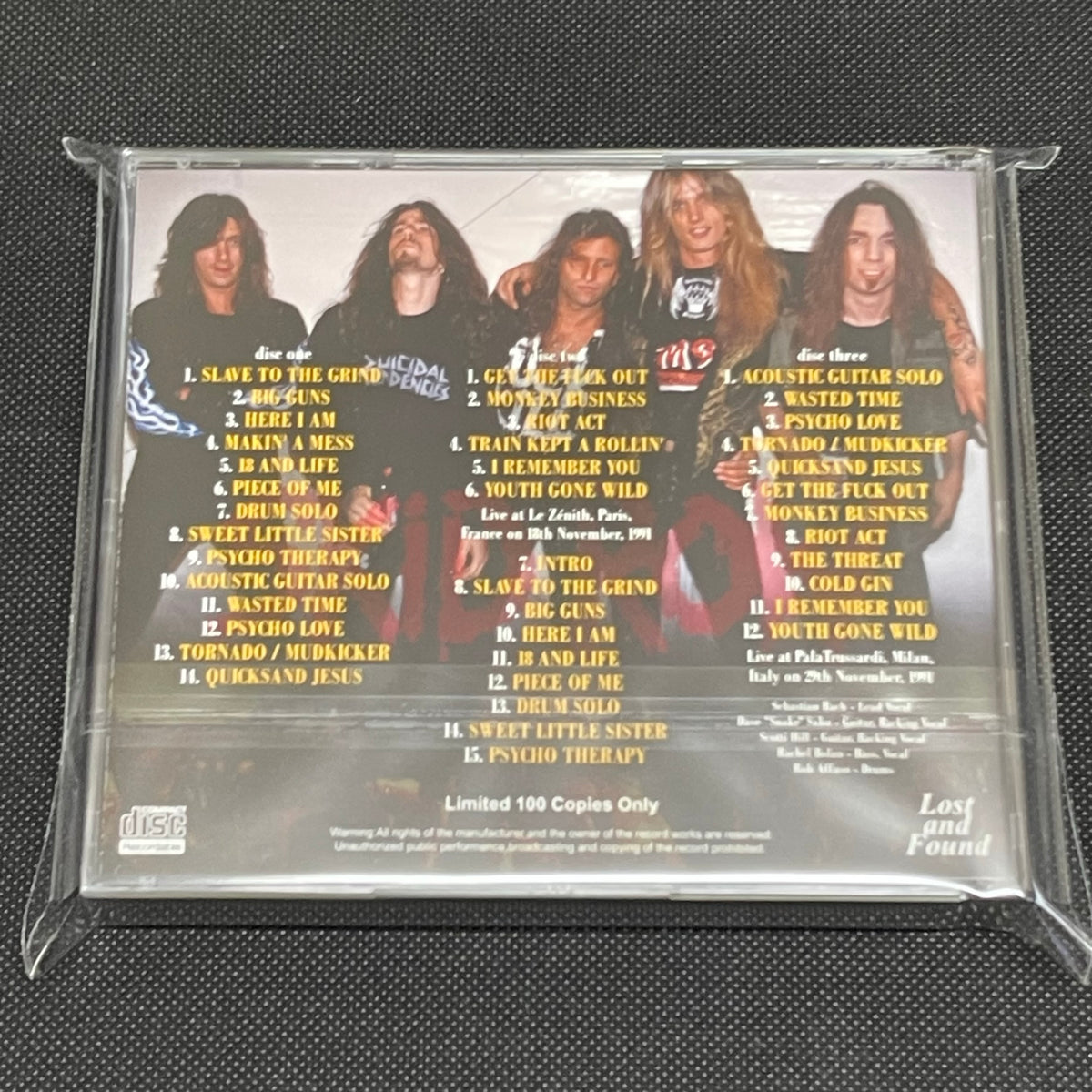 Vintage Original 1991 Skid Row Slave To The top Grind European Tour Screen Stars