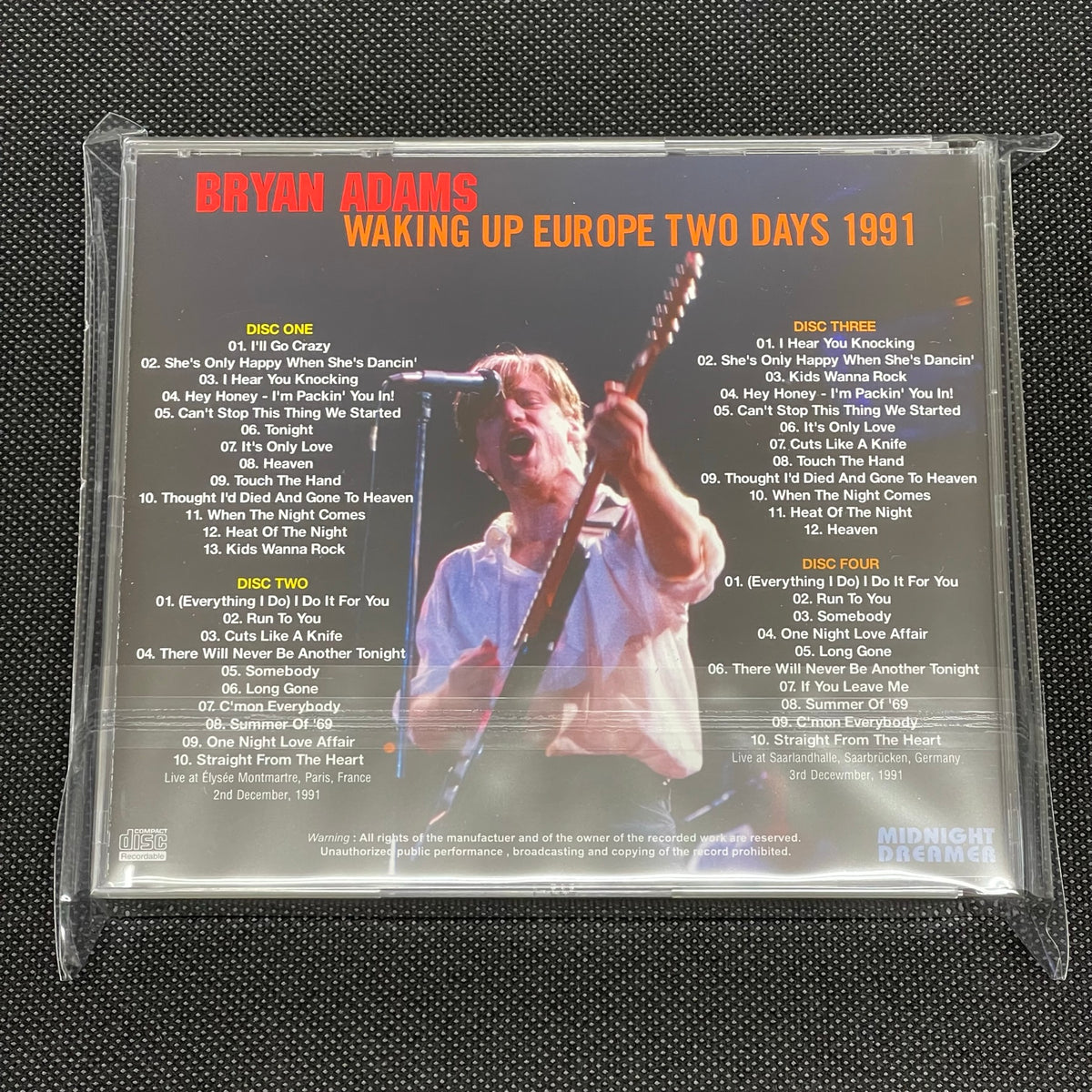 BRYAN ADAMS - WAKING UP EUROPE TWO DAYS 1991 (4CDR) – Acme Hot Disc
