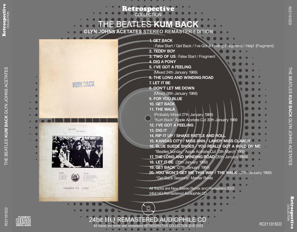 THE BEATLES - KUM BACK: GLYN JOHNS ACETATES (STEREO REMASTER