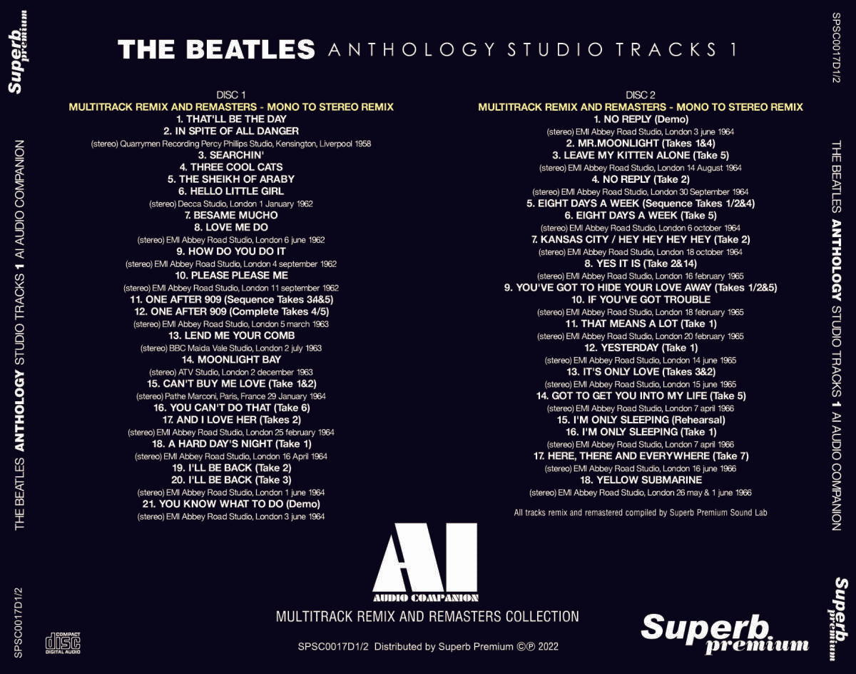 THE BEATLES / ANTHOLOGY STUDIO TRACKS 1 : AI - AUDIO COMPANION MULTITR –  Acme Hot Disc