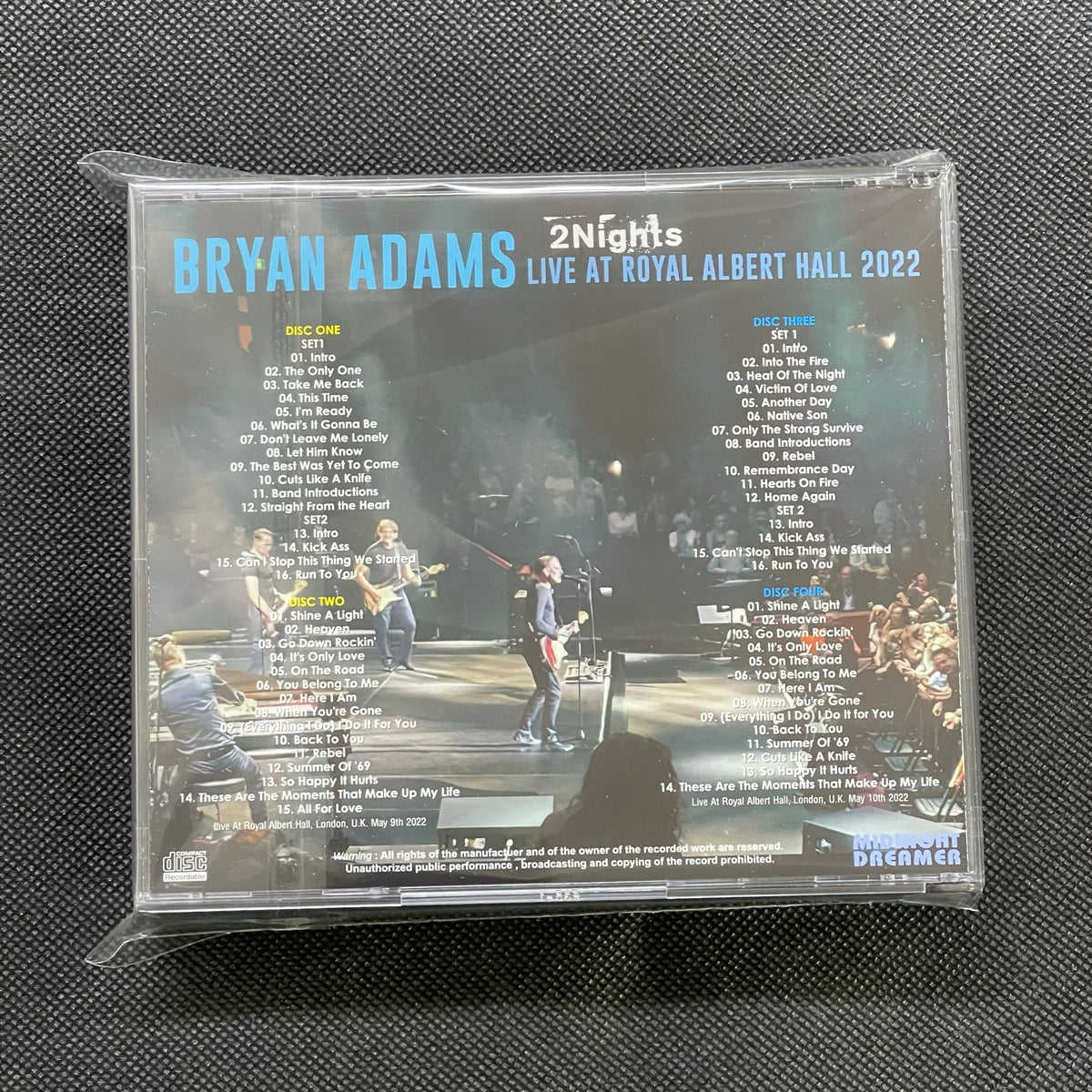 BRYAN ADAMS - 2 NIGHTS: LIVE AT ROYAL ALBERT HALL 2022 (4CDR