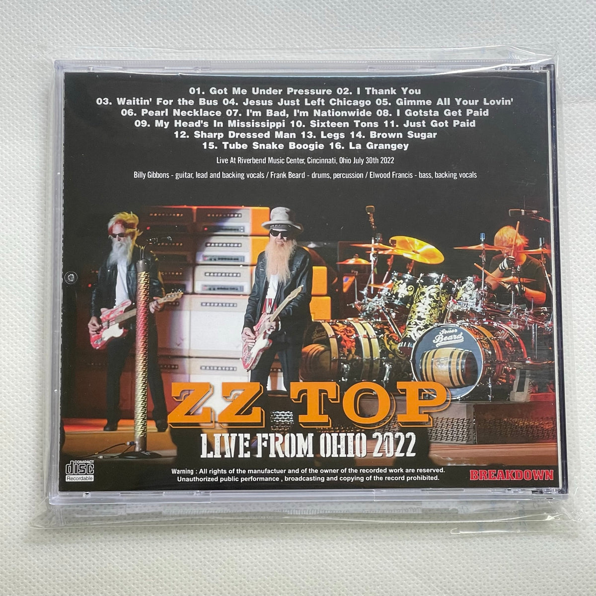 ZZ TOP - LIVE FROM OHIO 2022 (1CDR) – Acme Hot Disc
