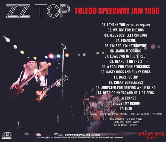 ZZ TOP / TOLEDO SPEEDWAY JAM 1980 (1CDR) – Acme Hot Disc ZZ TOP / TOLEDO SPEEDWAY JAM 1980 (1CDR) – Acme Hot Disc